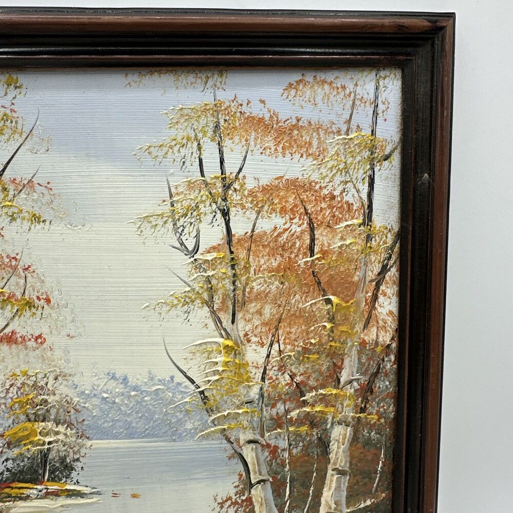 Small Original Oil Painting Nature Birch Trees Stream Woods Forest Framed - Picture 3 of 6